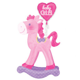 Rocking Horse Pink Airwalkers Foil Balloon 23X50In