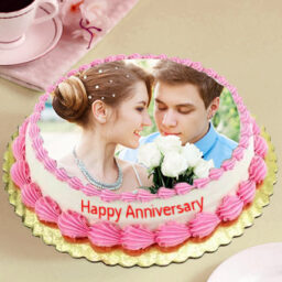 Pink Anniversary Photo Cake