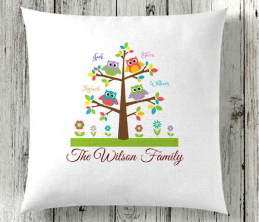 Owl Tree Personalised Names Cushion in Dubai