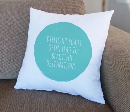 Difficult Roads Beautiful Destinations Cushion - Personalised gift from Giftbag in Dubai, UAE