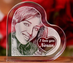 Personalised heart shaped acrylic plaque