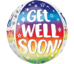 Get Well Soon Silver Rainbow Orbz Balloon 38x40cm