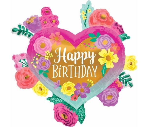 Happy Birthday Painted Flowers Supershape Balloon 68cm Giftbag Ae Online Gift Delivery In Dubai