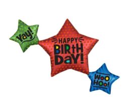 Star Trio Birthday SuperShape Balloon 99x73cm
