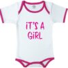 It's A Girl - Body Suit  Pink Trim 6-12M