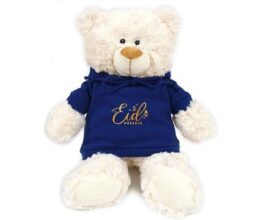 EID Mubarak - Cream Bear blue 38cm