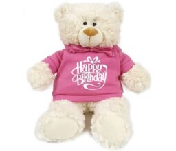 Happy Birthday - Cream Bear pink 38cm