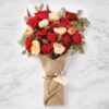 Peach & Red Roses Bunch