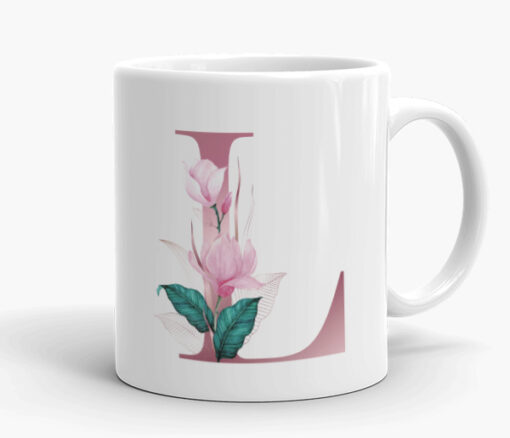 Single Floral Initial Personalised Mug - Personalised gift from Giftbag in Dubai, UAE