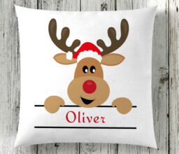 Personalized Reindeer Name Christmas Cushion