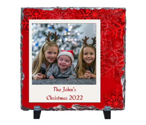 Personalized Red Snowflake Family Photo and Name Stone - Personalised gift from Giftbag in Dubai, UAE