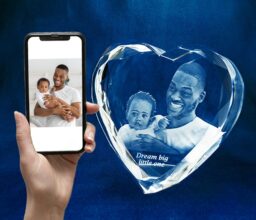 Large Heart Cube Crystal Personalised