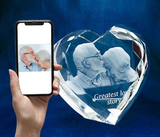 Medium Heart Cube Crystal Personalised - Personalised gift from Giftbag in Dubai, UAE