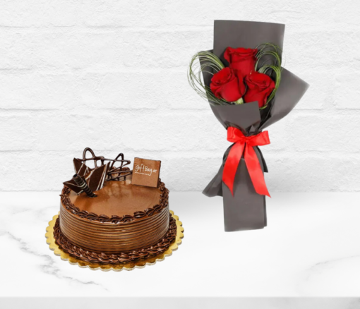 Birthday Cake and Roses in Dubai