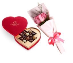 Godiva Heart & Pink Roses