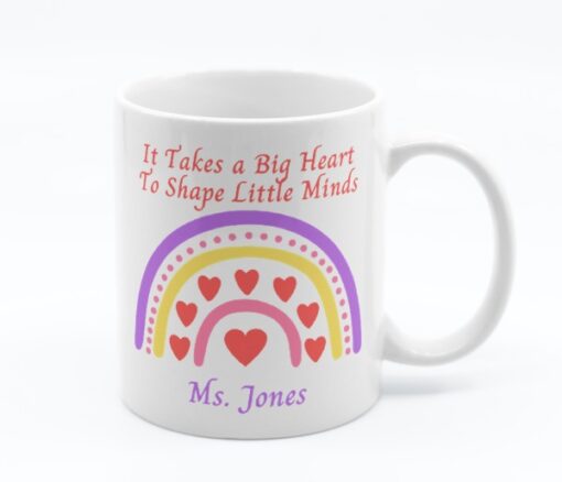 Rainbow Heart Teacher Personalized Name Mug - Personalised gift from Giftbag in Dubai, UAE