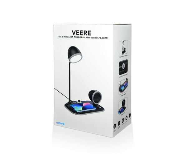 VEERE - @memorii 3 in 1 Wireless Charger Lamp with Speaker - Black - Image 5