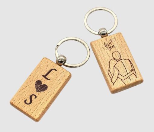 Personalised Love Initial Wooden Keychain - Personalised gift from Giftbag in Dubai, UAE