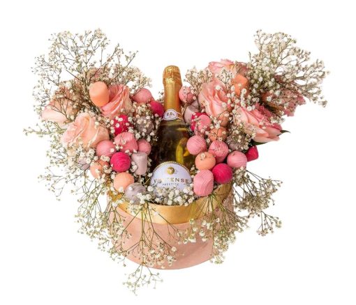 Non Alcoholic Wine, Roses And Desserts Hamper in Dubai
