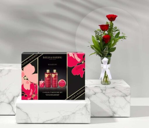 Red Roses and Bath Gift Set - Combo gift from Giftbag in Dubai, UAE