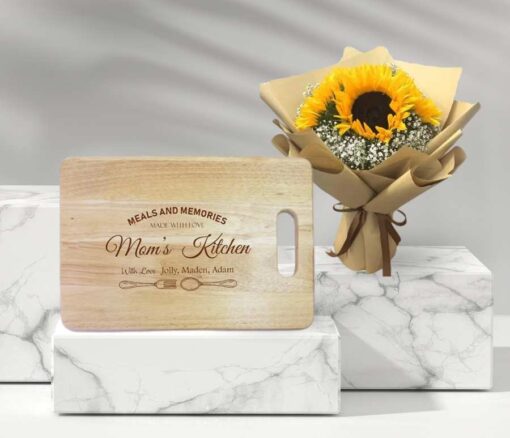 Sunshine Bouquet with Personalised Chopping Board in Dubai