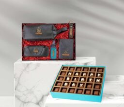 Personalised Birthday Chocolates and Leather Hamper