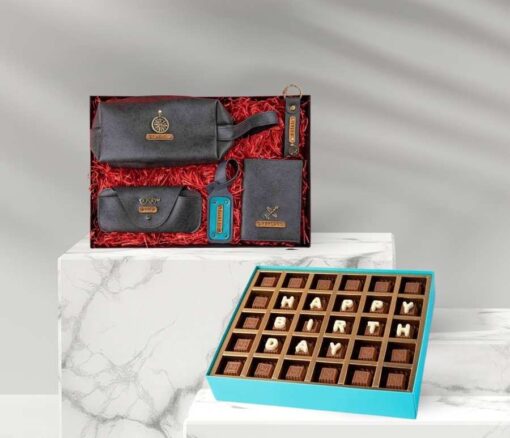 Personalised Birthday Chocolates and Leather Hamper in Dubai