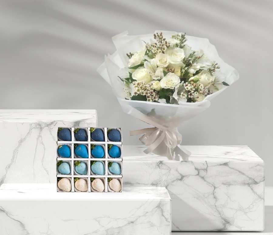 Blue Strawberries & White Floral Bundle