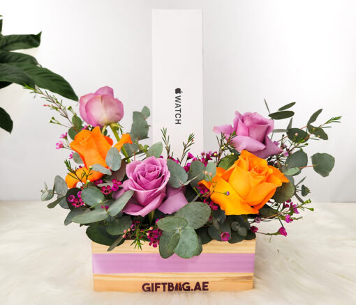 Apple Watch Series 11 with Orange & Purple Roses in Dubai