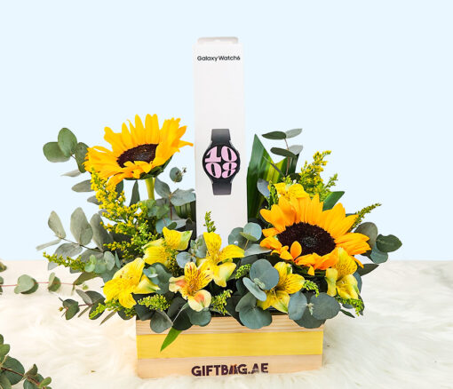 Samsung Watch 6 with Sunflowers in Dubai