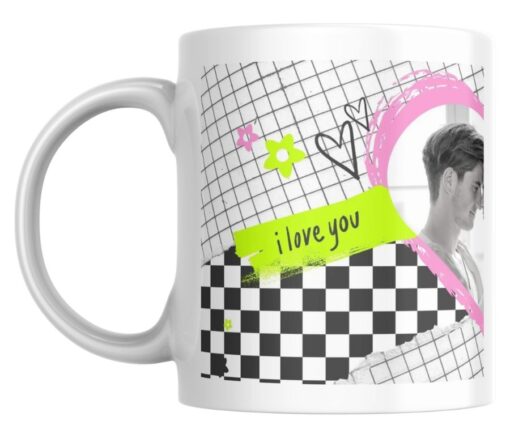 Black, White and Pink Love Personalised Mug in Dubai