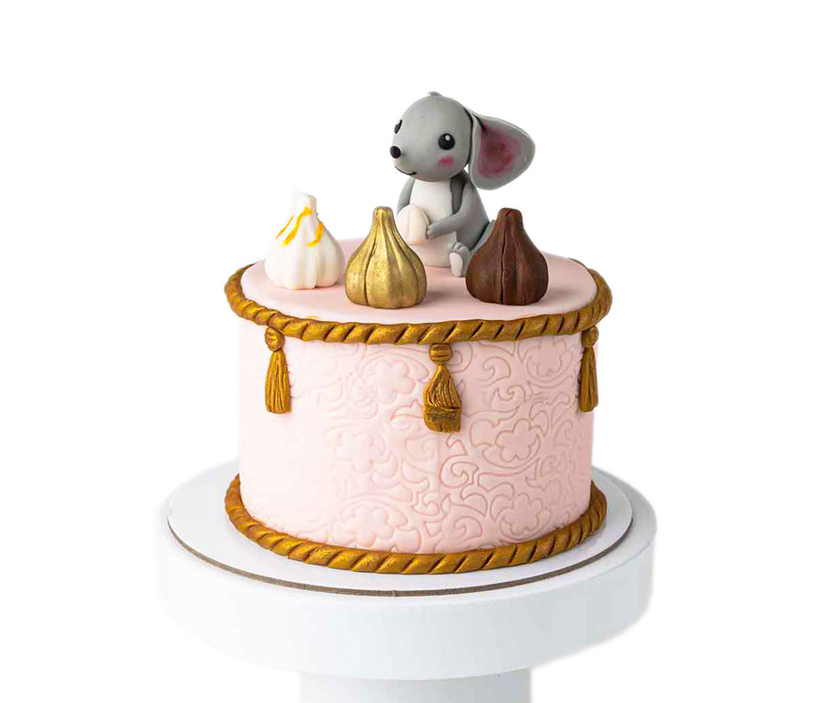 Modak and Mouse Theme Ganpathi Cake