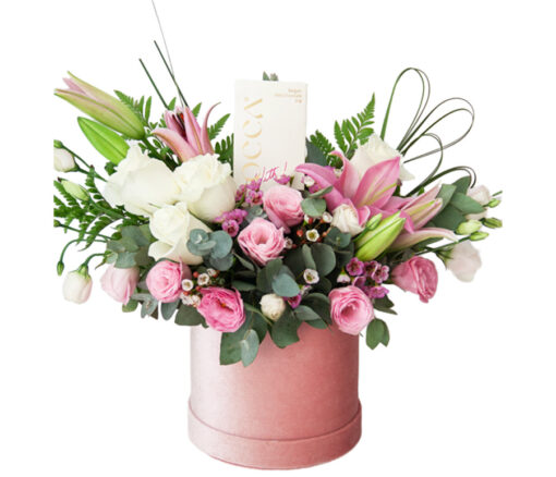 Pink & White Flowers with Chocolate - Combo gift from Giftbag in Dubai, UAE