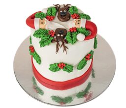 Santa and Reindeer Christmas Cake