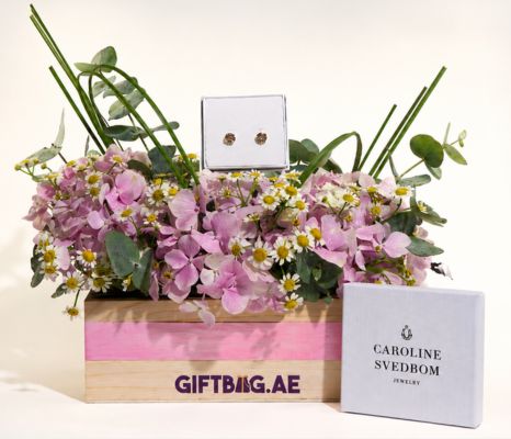 Golden Aura Blooms with Classic Stud Earrings