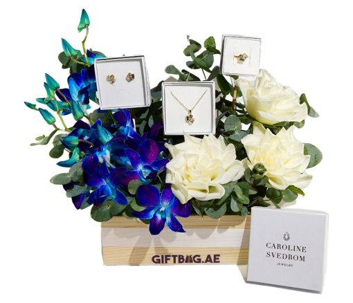 Sapphire Bloom Ensemble with Crystal Jewelry in Dubai