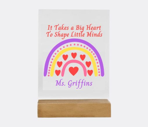 Big Heart Little Minds Teacher Personalised Acrylic Plaque in Dubai