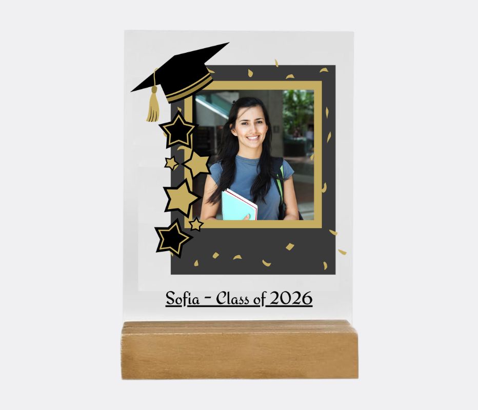 Gold Stars Graduation Photo Acrylic Plaque
