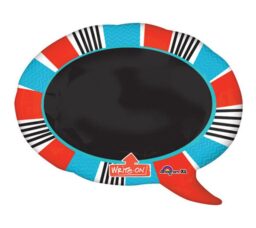 Red&Blue Word Bubble Black Board SuperShape Balloon 28x22in