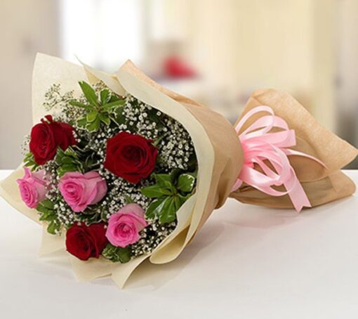 Pink and Red Roses Bouquet in Dubai